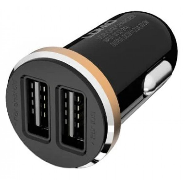 Автомобильная зарядка LDNIO DL-C22 + Micro USB/Lightning 