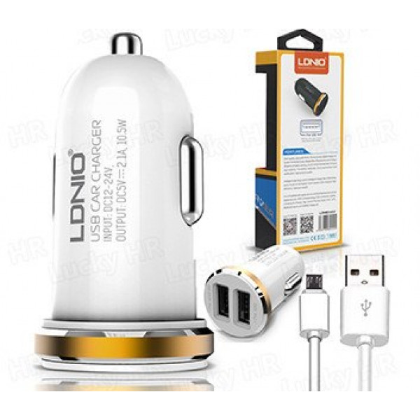 Автомобильная зарядка LDNIO DL-C22 + Micro USB/Lightning 